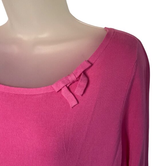 Worthington Womens  Pink Rayon/Nylon Top With Bow Detail Large preppy feminine - Picture 8 of 9